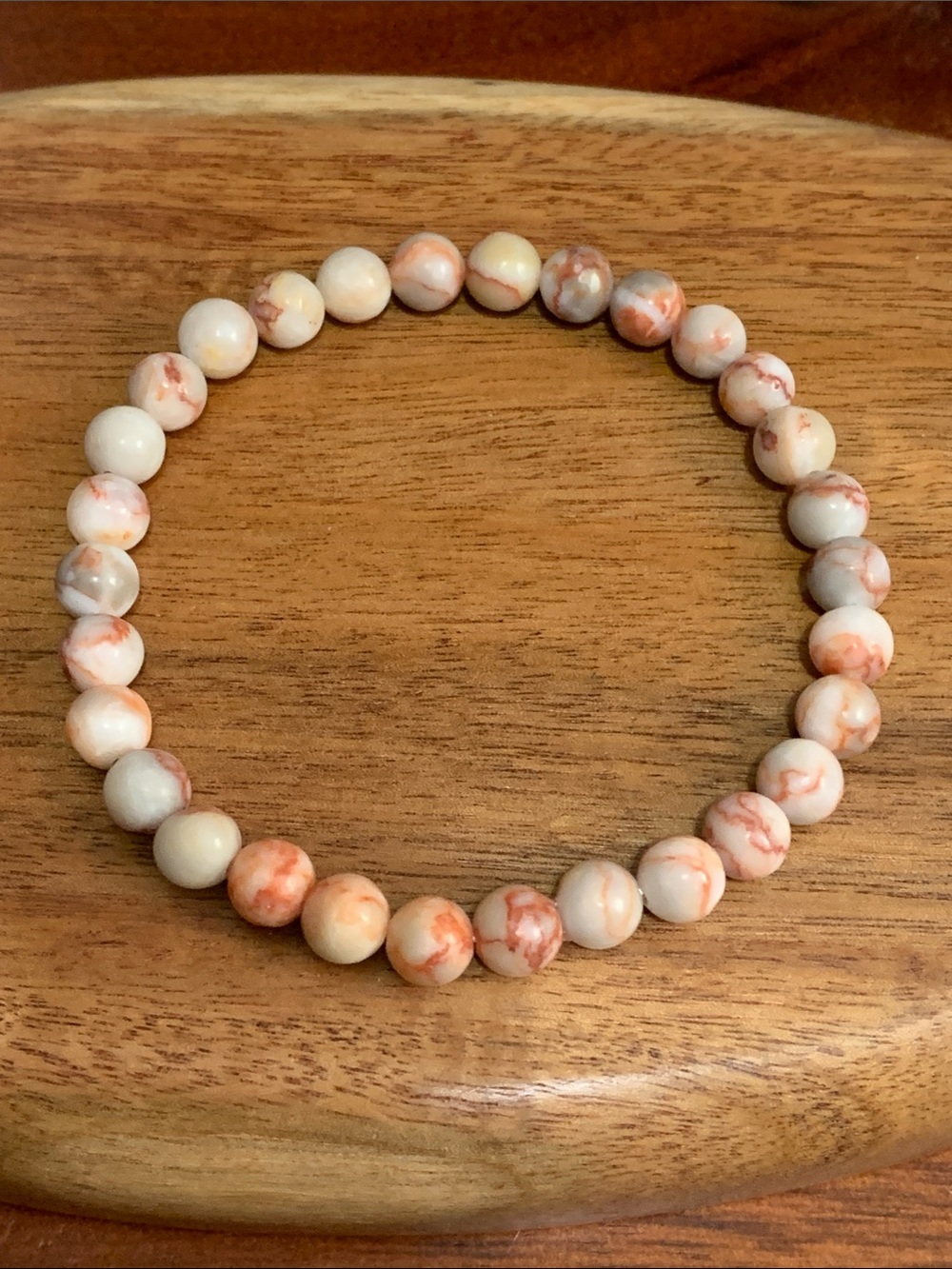 NWT Handmade orange netstone stretch bracelet